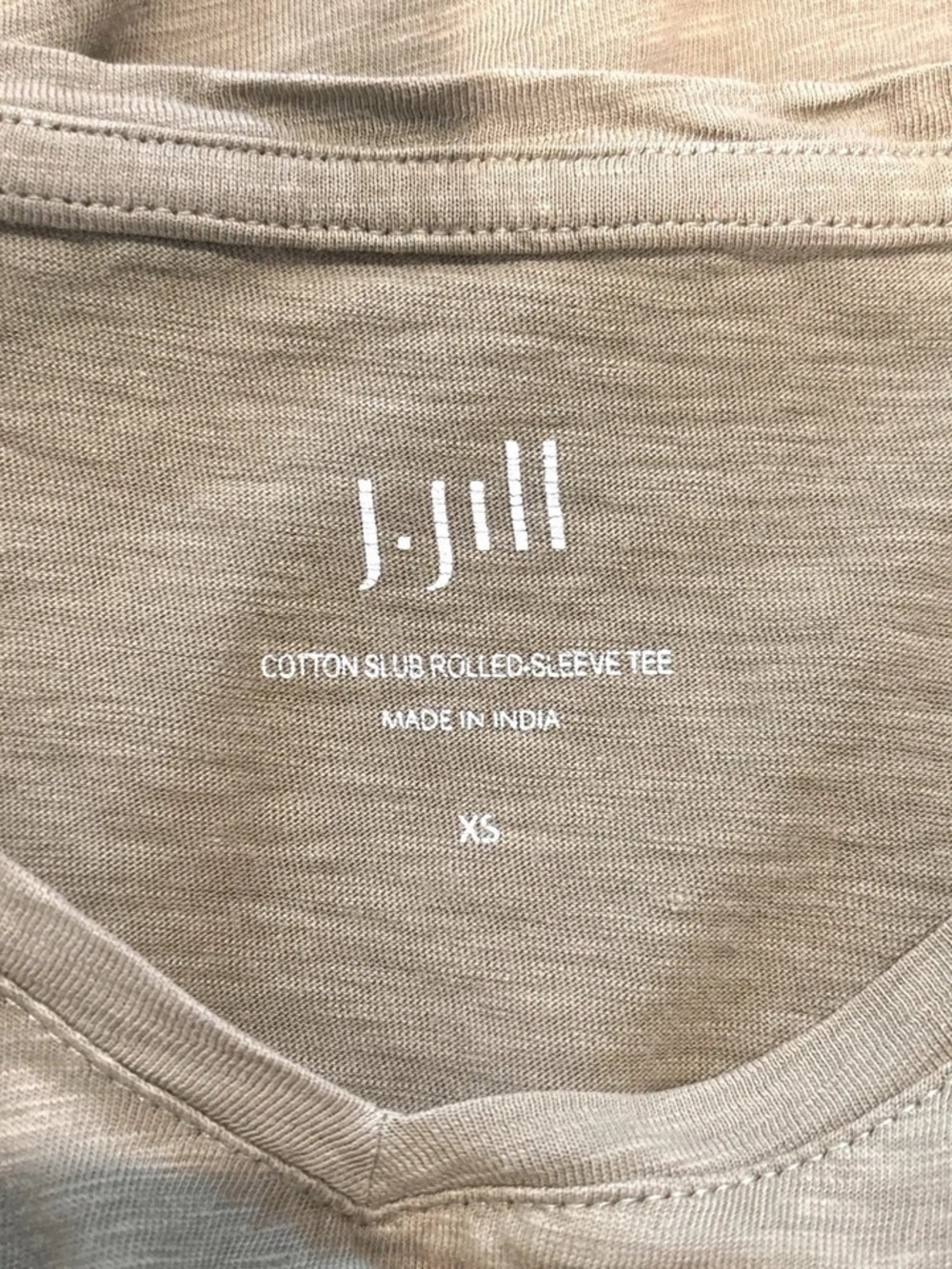 J. Jill Short Sleeve V-Neck Tee in Tan - Picture 11 of 12